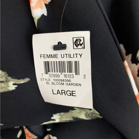 Floral Wrap Skirt Black Midi Short Front Long Back Bar III Sz Large UK 14-16 - Picture 10 of 11